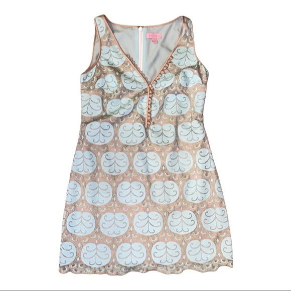 Lilly Pulitzer Whisper Blue Lilly Pad Lace Nadine Shift Dress - Size 2 - Picture 2 of 2